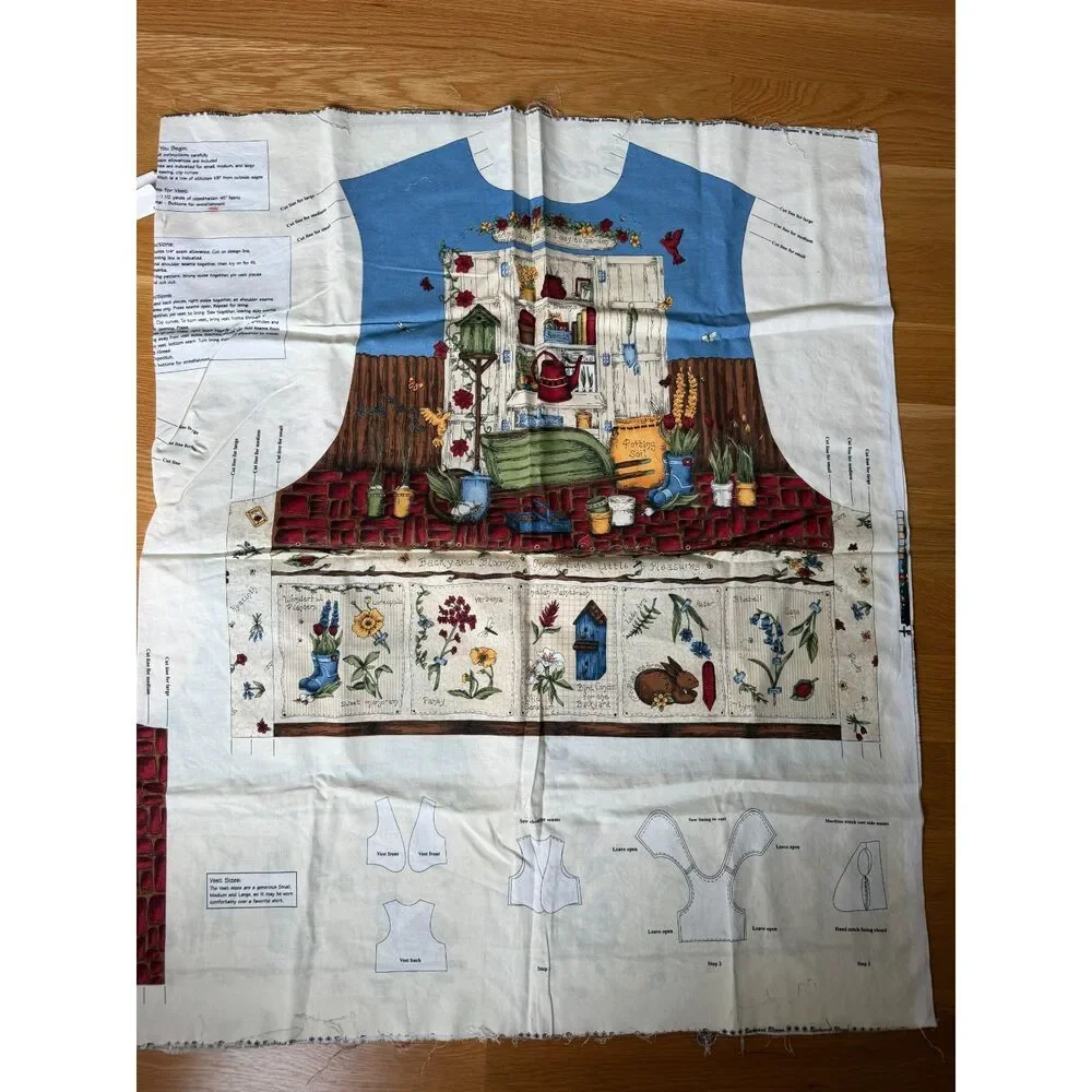 DIY Cut‑and‑Sew Vest Fabric Panel – Vintage Style – Leslie Beck Backyard Blooms